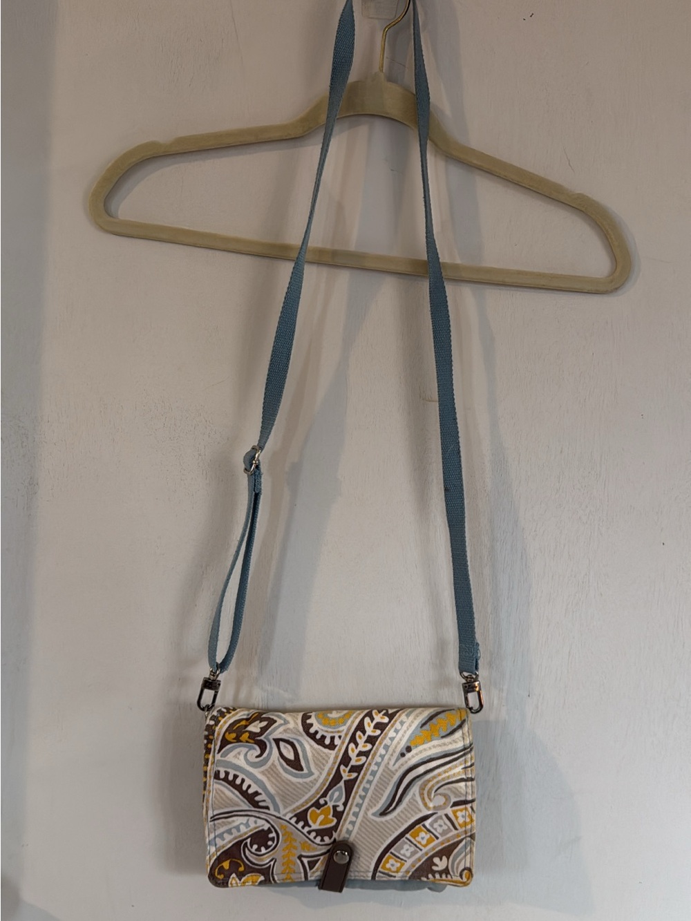thirty-one Paisley Crossbody Bag with Blue Strap